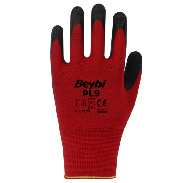 PL9 Polyester gestrickter Latexhandschuhe Handschuhe 9
