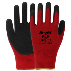PL9 Polyester gestrickter Latexhandschuhe Handschuhe