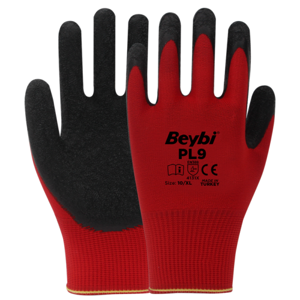 PL9 Polyester gestrickter Latexhandschuhe Handschuhe 7